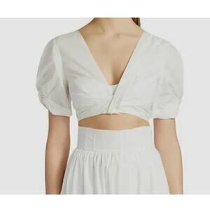 A.L.C. Women's Short Puff Sleeve Knot Front Crop Top Size 10 2296